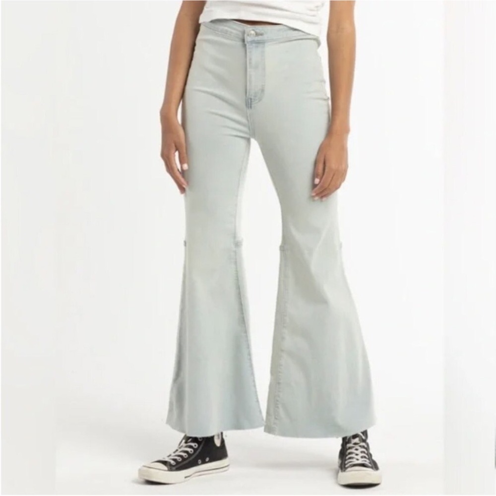 Free People Youthquake Cropped Flare Jeans in Bleach Out